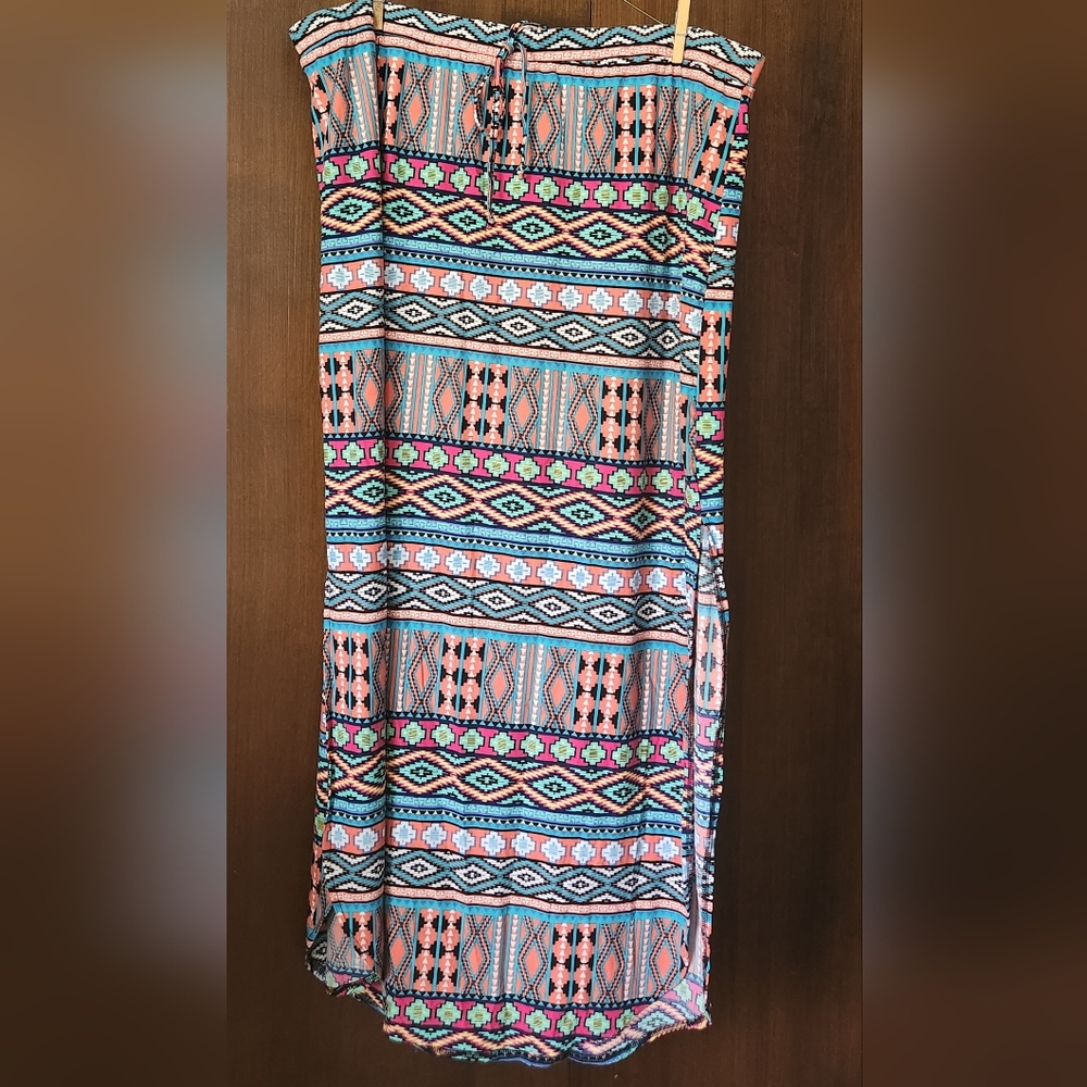 Bobbie Brooks Blue Pink Smocked Maxi Skirt